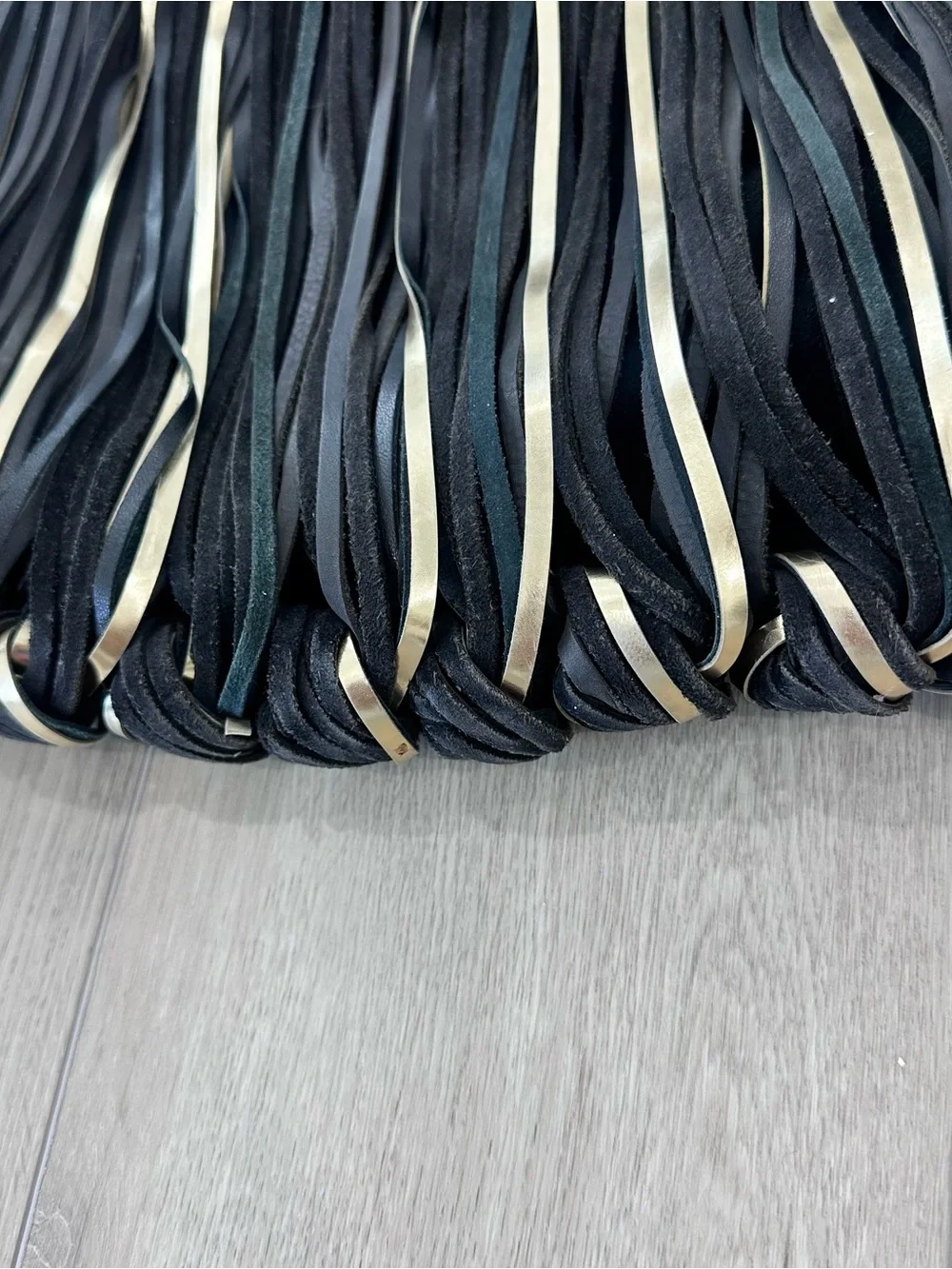 Katherine kwei New York suede leather fringe bag black gold